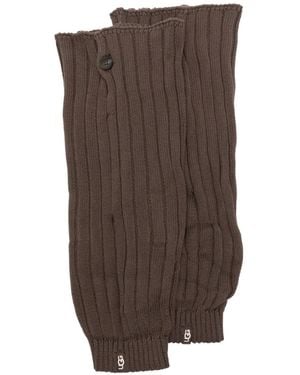 UGG Ribbed-Knit Button-Detail Legwarmers - Brown