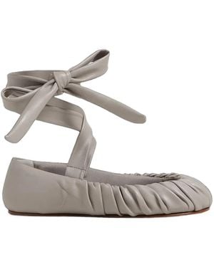 Yume Yume Bailarinas Fruncidas Con Cordones - Blanco