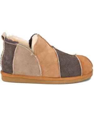 Shepherd Annie Patchwork-Design Slip-On - Brown