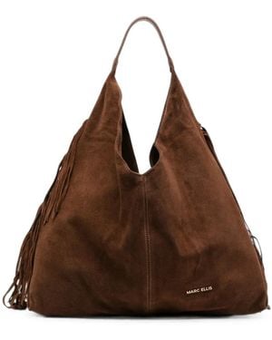 Marc Ellis Altea Suede Logo-Patch Shoulder Bag - Brown