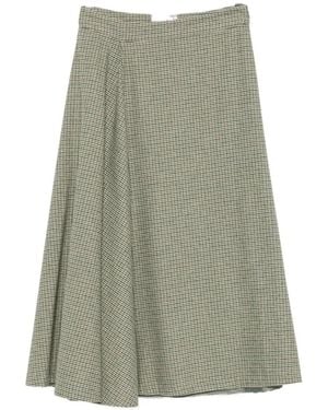 Niu Houndstooth-Pattern A-Line Midi Skirt - Green