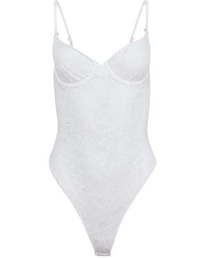 Fleur du Mal Le Stretch Lace Bodysuit - White