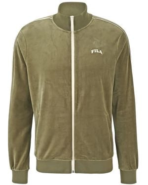 Fila Fluwelen Trui Met Zijstreep En Textuur - Groen