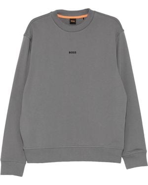BOSS Logo Crew Neck Sweatshirt - Grey