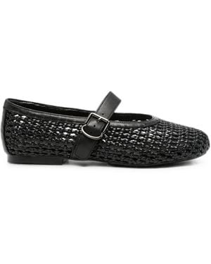 ADRIANNA FERETTI Woven Buckle-Fastening Ballet Flats - Black