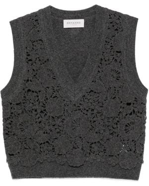 ERMANNO FIRENZE Floral-Lace Gilet - Black
