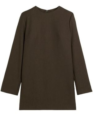 Ami Paris Long Sleeve Wool Dress - Brown