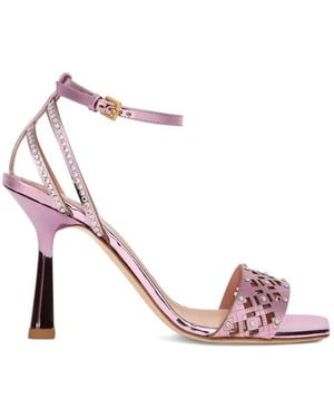 Alberta Ferretti Crystal-Embellished Woven Sandals - Pink