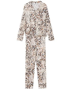 Twinset Pijama con estampado de leopardo - Blanco