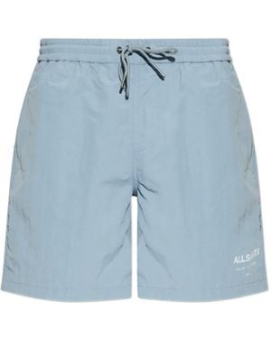 AllSaints Underground Drawstring Swim Shorts - Blue