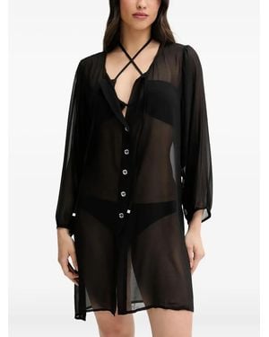 MICHAEL Michael Kors Button Tunic Cover-Up - Black