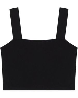 Maje Knitted Crop Top With Straps - Black