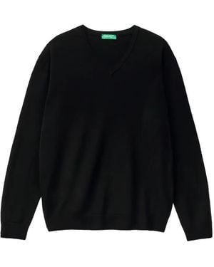 Benetton V-Neck Jumper - Black
