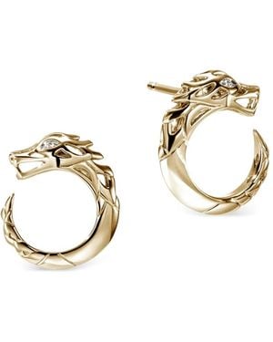 John Hardy Pendientes Naga En Oro Amarillo De 14 Ct Con Diamantes - Metálico