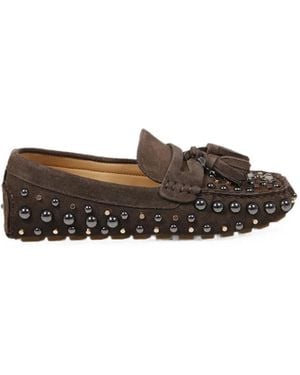 strategia shoes Mykonos Stud-Embellished Loafers - Grey