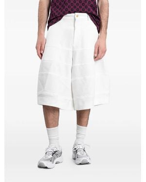 Comme des Garçons Panelled Waffle-Knit Shorts - White