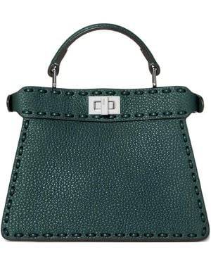 Fendi Mini Peekaboo Stitch Top Handle Tote Bag - Green