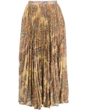 Etro ペイズリー プリーツスカート - ナチュラル