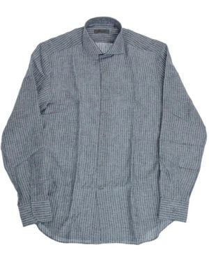 Corneliani Chemise Rayée En Lin - Blue