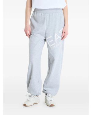 EA7 Logo Series Cotton Track Pants - Blue