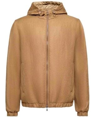 Moncler Duguay Hooded Logo-Patch Windbreaker - Brown