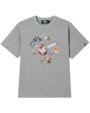 Mini Cream Graphic-Print T-Shirt - Grey