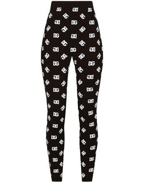 Dolce & Gabbana Dg-Logo Jacquard Leggings - Black