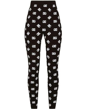 Dolce & Gabbana Dg-Logo Jacquard Leggings - Black