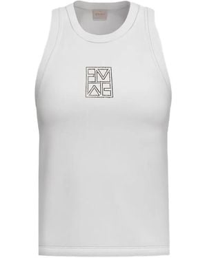 Marella Top De Canalé Con Logo - Blanco