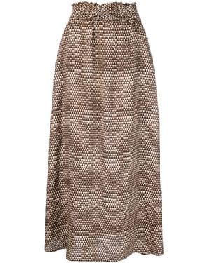 Massimo Alba Graphic-Print Linen Skirt - Brown