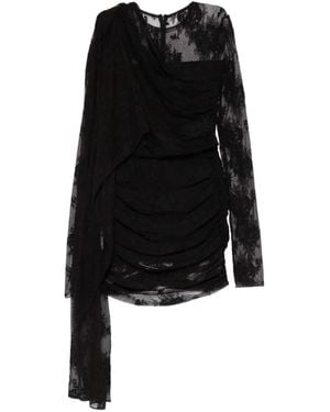 ANDAMANE Xenia Lace Draped Mini Dress - Black