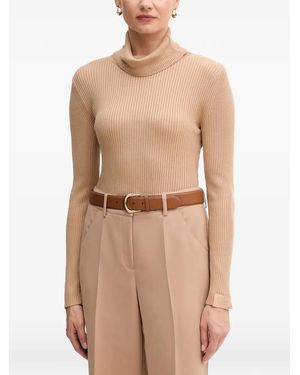 MARC AUREL Ribbed Roll-Neck Jumper - Natural