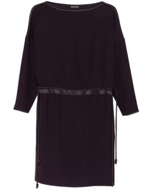 Emporio Armani Drawstring-Waist Long-Sleeve Dress - Blue