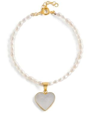 freya rose Heart-Pendant Bracelet - White