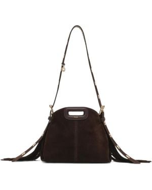 Maje Suede Leather Mini Miss M Bag - Black