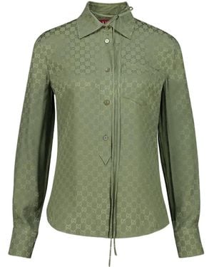 Gucci Gg Blouse Met Jacquard En Lange Mouwen - Groen