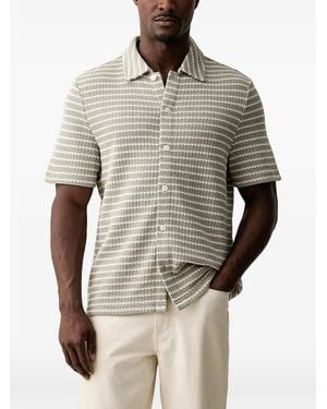 Michael Kors Horizontal-Stripe Short-Sleeve Shirt - Grey