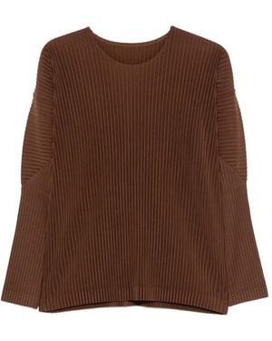 Homme Plissé Issey Miyake Colour Pleats 2 Pleated Long-Sleeve T-Shirt - Brown