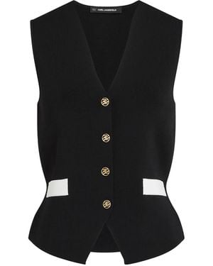 Karl Lagerfeld Vネック トップ - ブラック
