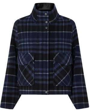 Pinko Cappotto Crop A Quadri - Blu