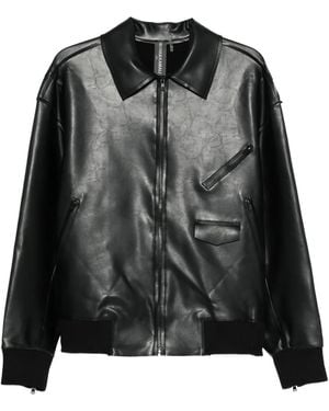 Norma Kamali Norma Faux-Leather Shirt Jacket - Black