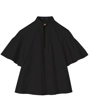 Proenza Schouler Pintuck-Detail Short-Sleeved Blouse - Black