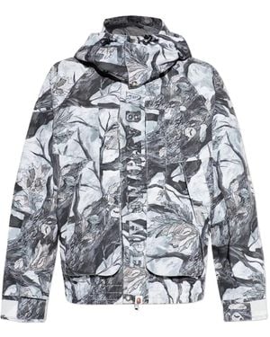 A Bathing Ape Logo-Detail Hooded Jacket - Grey