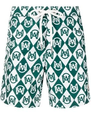 Moncler Monogram-Print Swim Shorts - Green