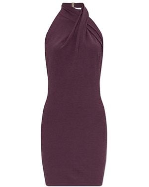 Balmain Flowing Jersey Open-Back Dress - Purple