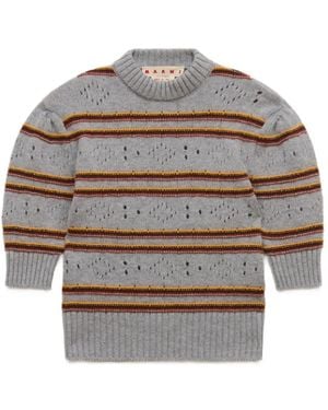 Marni Cashmere Sweater With Openwork-Knit - Gray