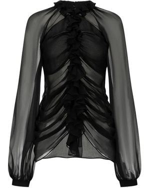 Oude Waag Ruffled Ruched-Detail Blouse - Black