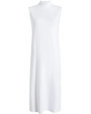 Another Tomorrow Mock-Neck Cotton Midi Dress - White