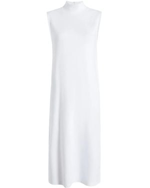 Another Tomorrow Mock-Neck Cotton Midi Dress - White