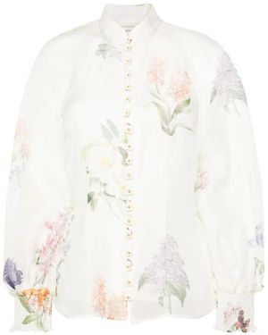Zimmermann Natura Floral Sheer Blouse - White